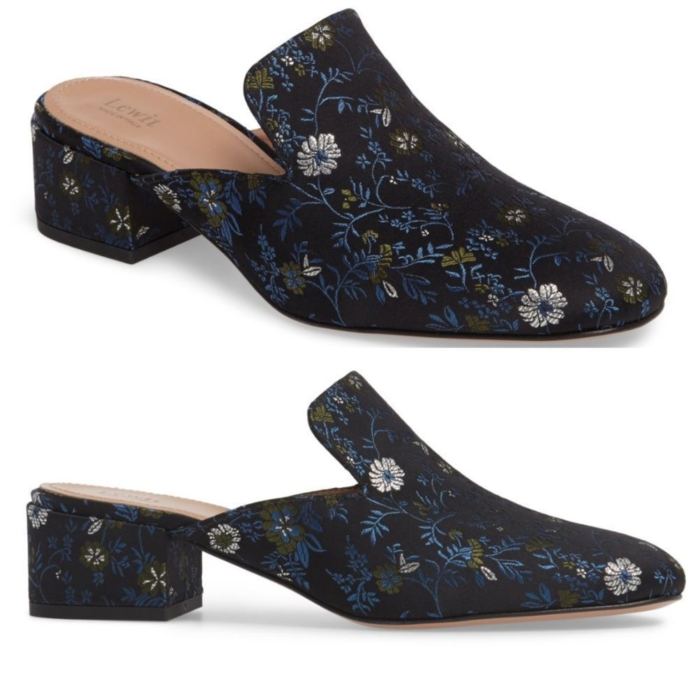 Lewit Bianca Embroidered Loafer Mule